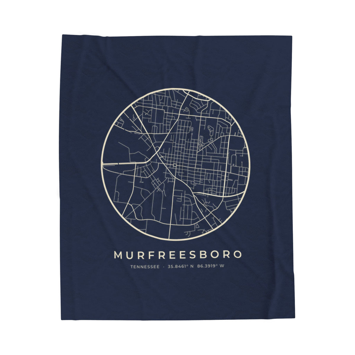 Murfreesboro Street Map Blanket (Navy)
