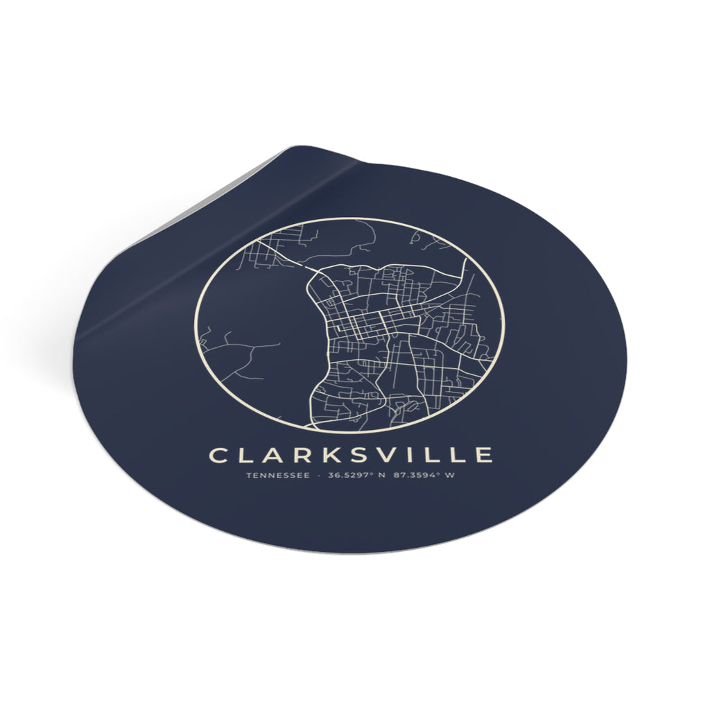 Clarksville Street Map Sticker (Navy)
