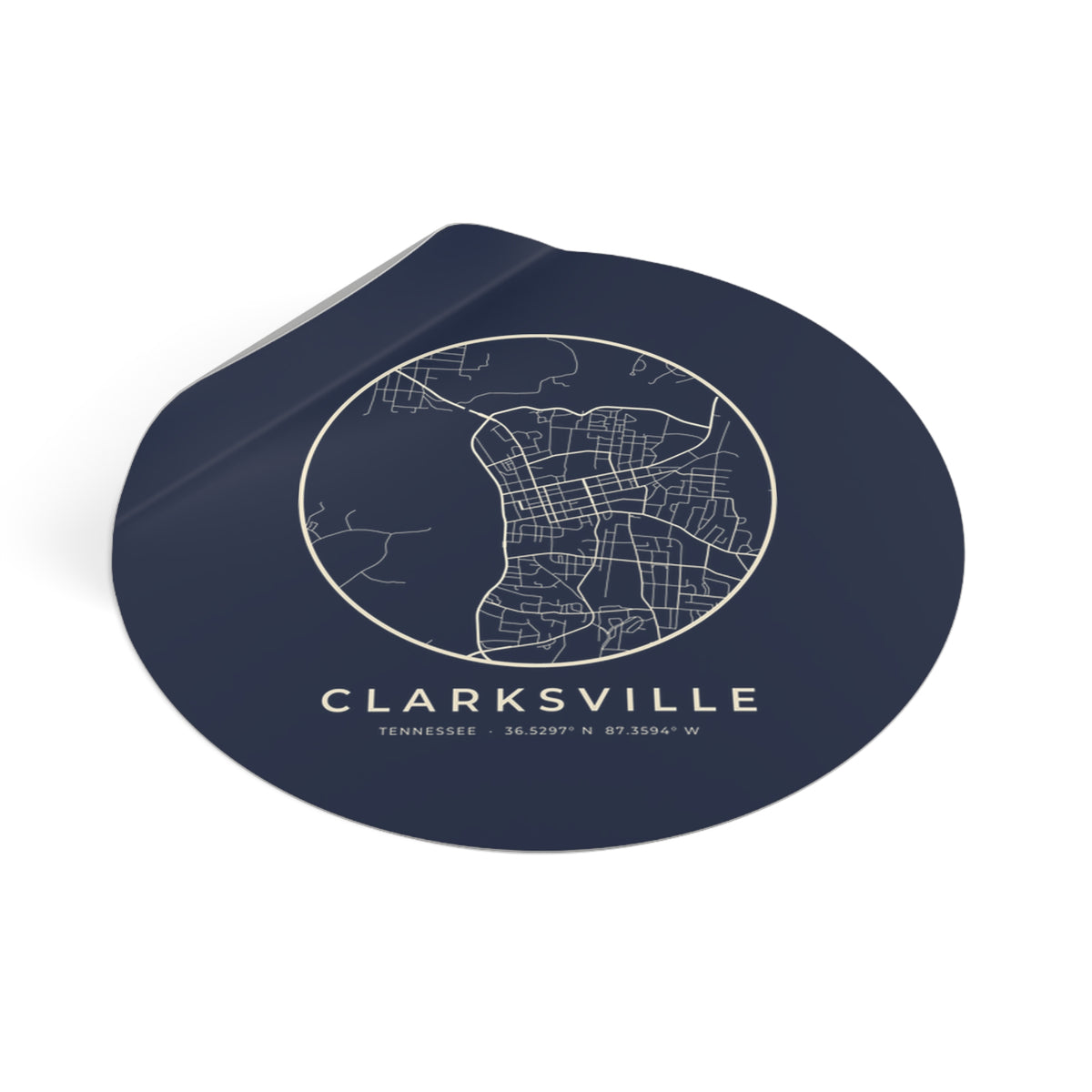 Clarksville Street Map Sticker (Navy)
