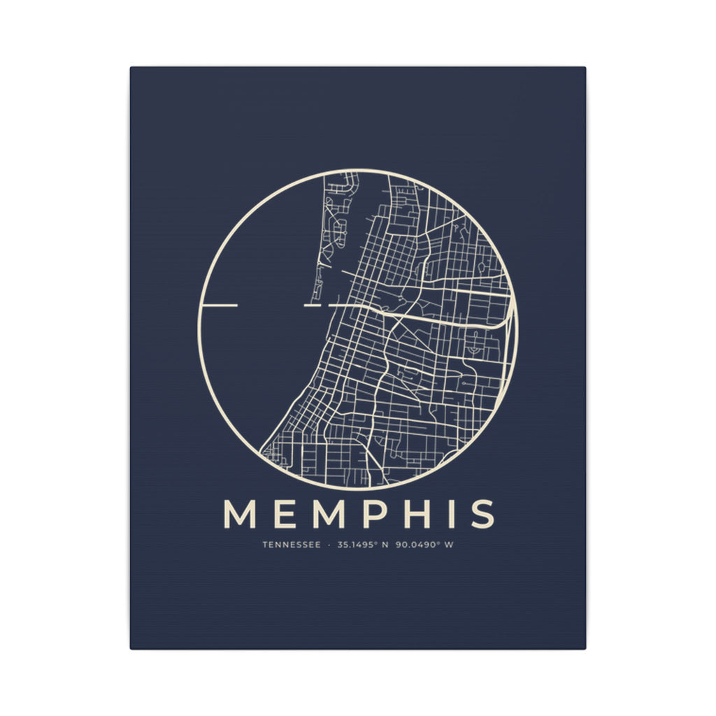 Memphis Street Map Canvas Print (Navy)