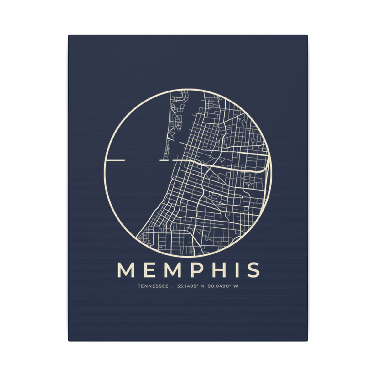 Memphis Street Map Canvas Print (Navy)