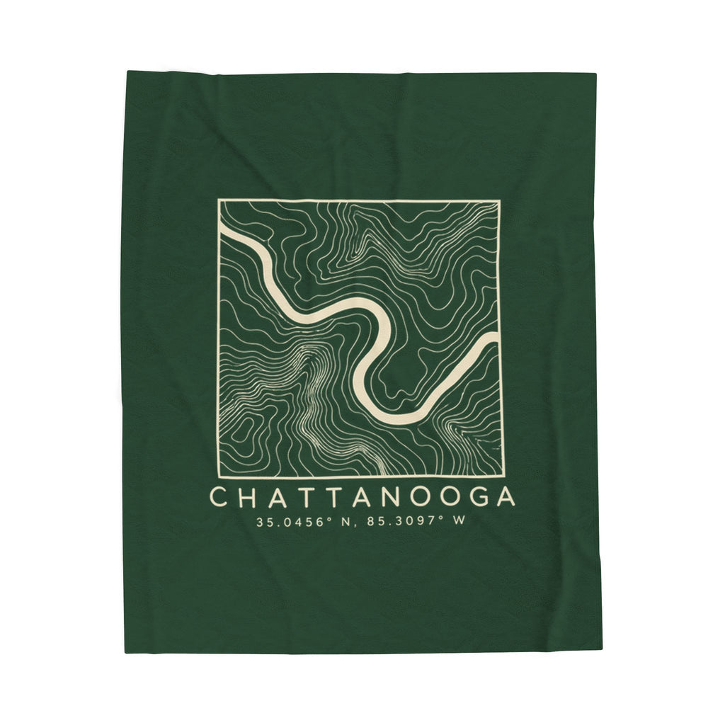 Chattanooga Topo Map Blanket (Forest Green)