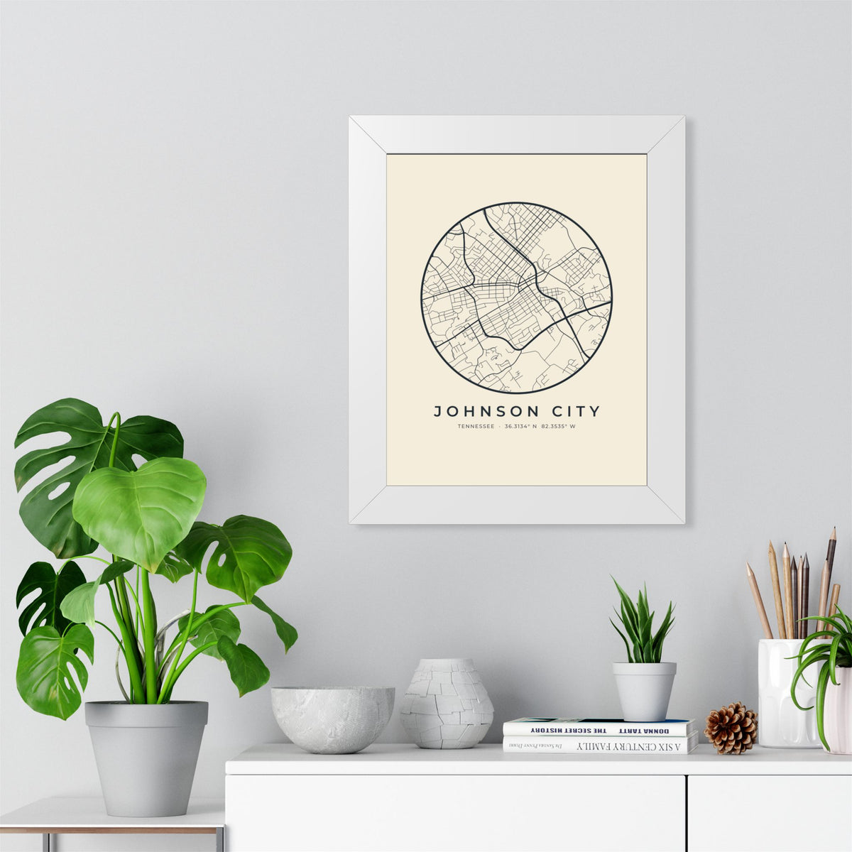 Johnson City Street Map Framed Print
