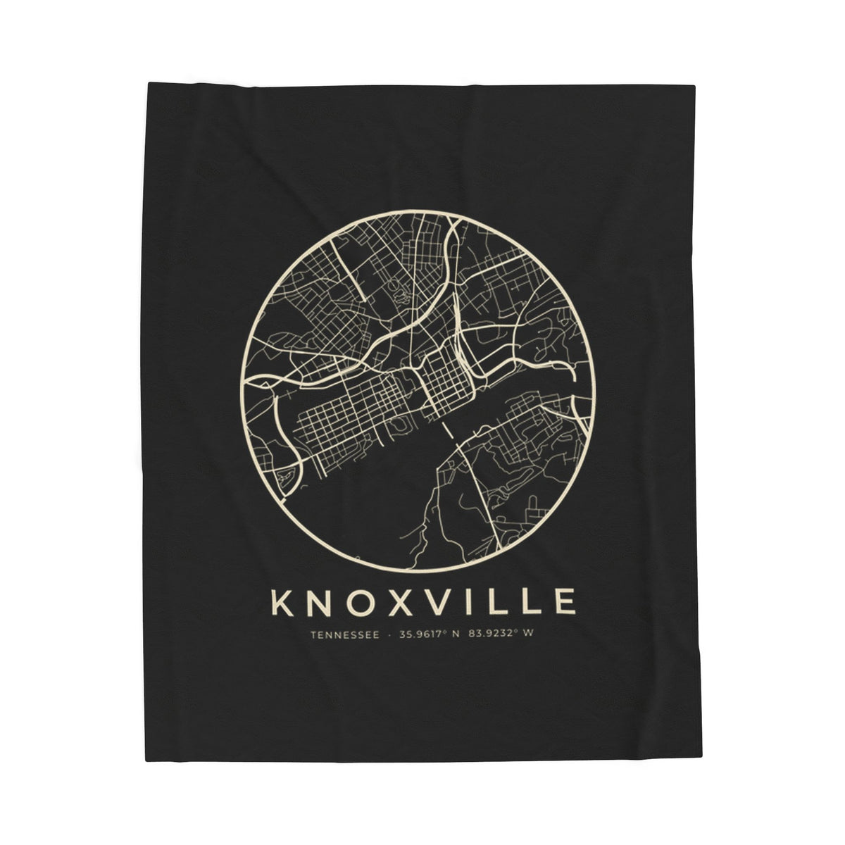 Knoxville Street Map Blanket (Black)