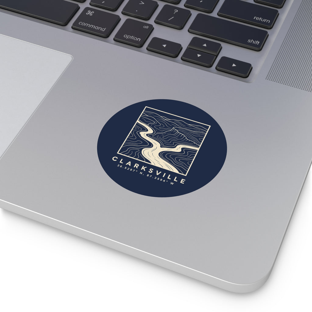 Clarksville Topo Map Sticker (Navy)