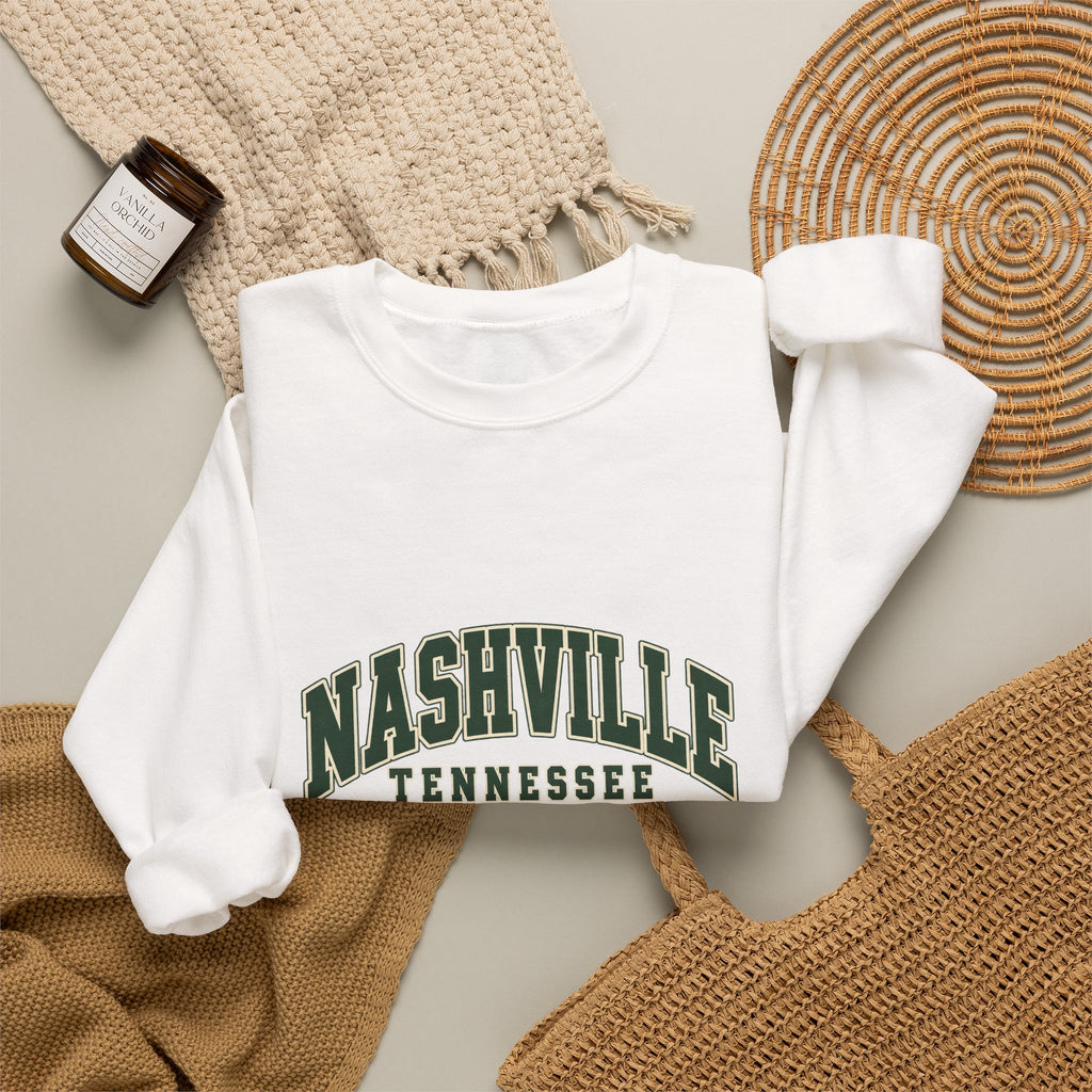 Nashville Vintage Varsity Crewneck Sweatshirt
