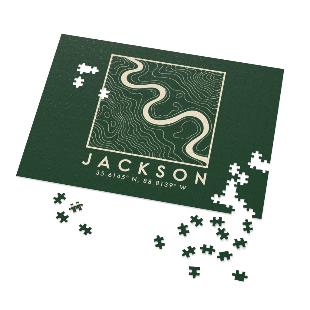 Jackson Topo Map Puzzle (Forest Green)