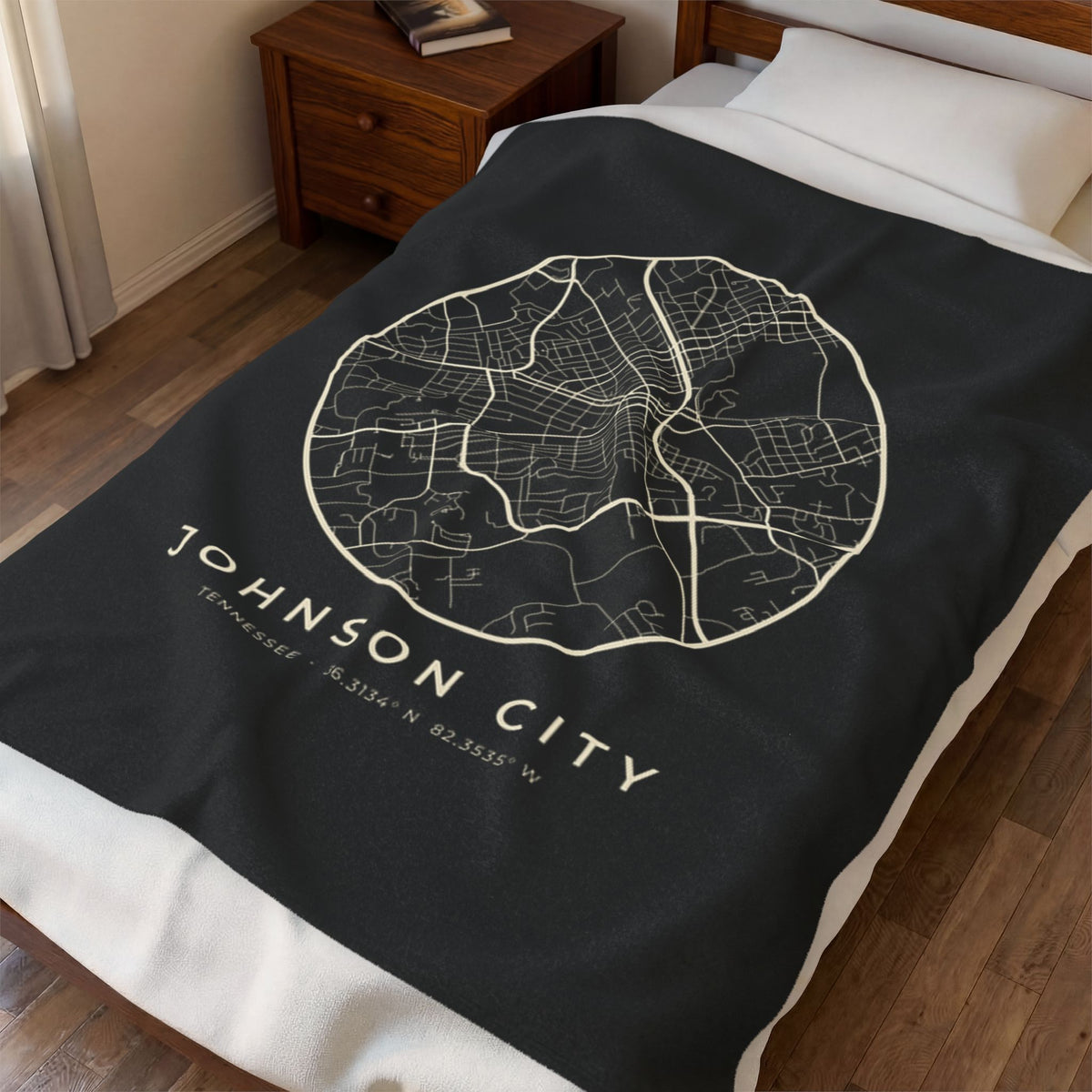 Johnson City Street Map Blanket (Black)