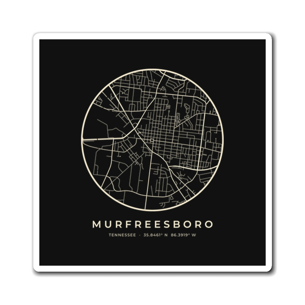 Murfreesboro Street Map Magnet (Black)