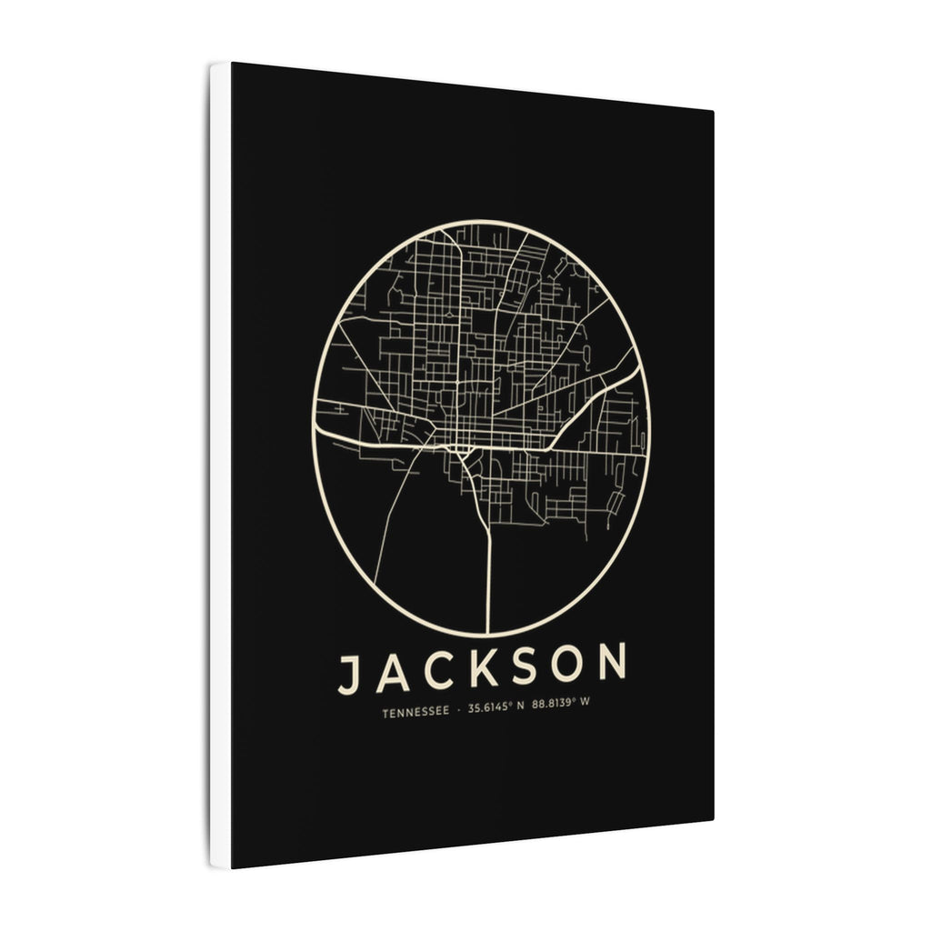 Jackson Street Map Canvas Print (Black)