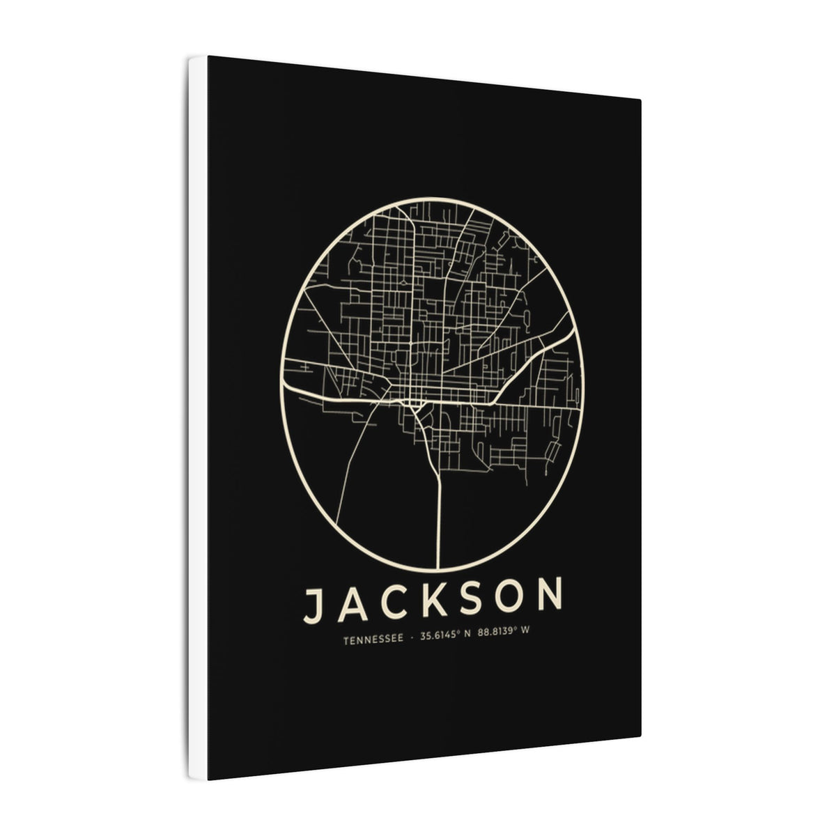 Jackson Street Map Canvas Print (Black)