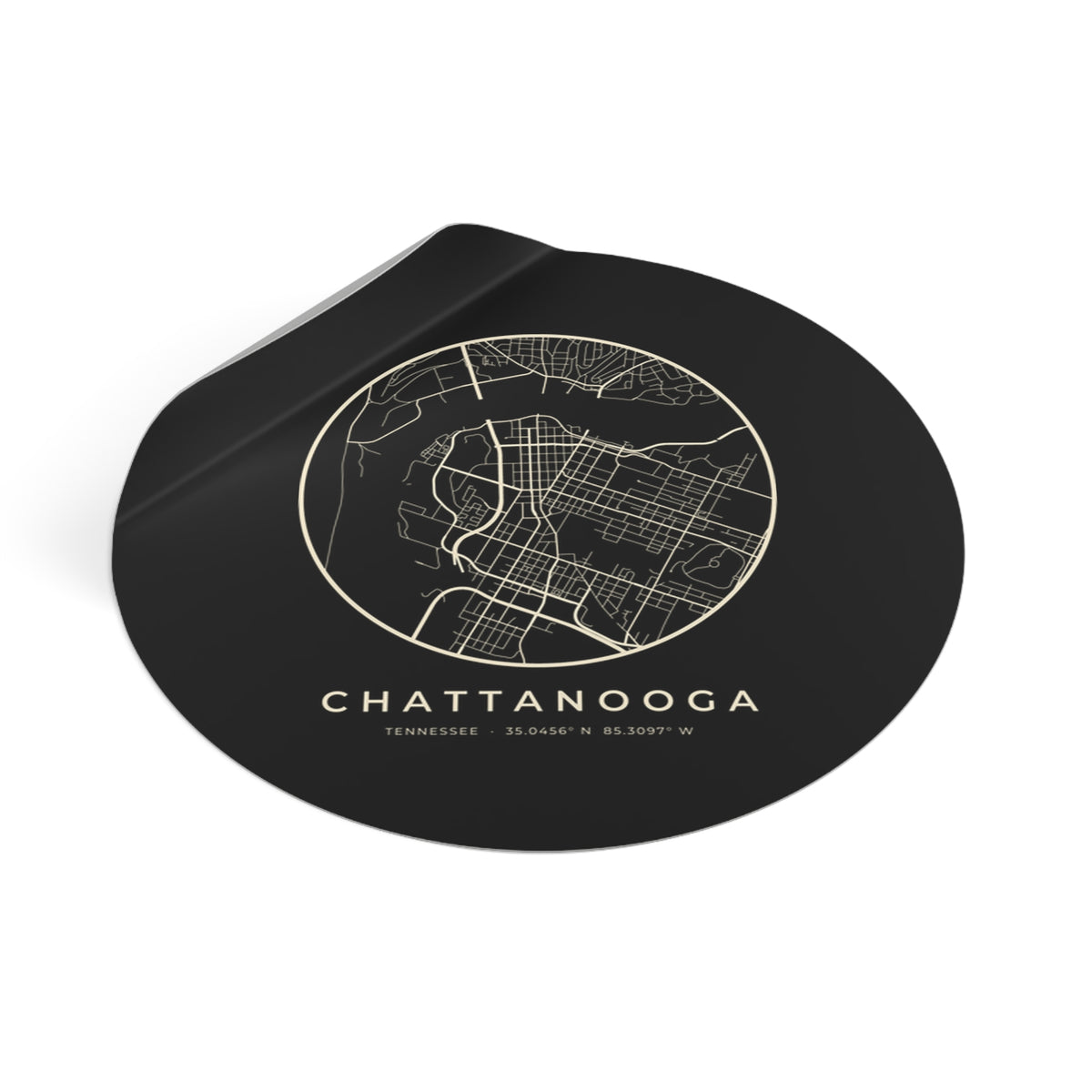 Chattanooga Street Map Sticker (Black)