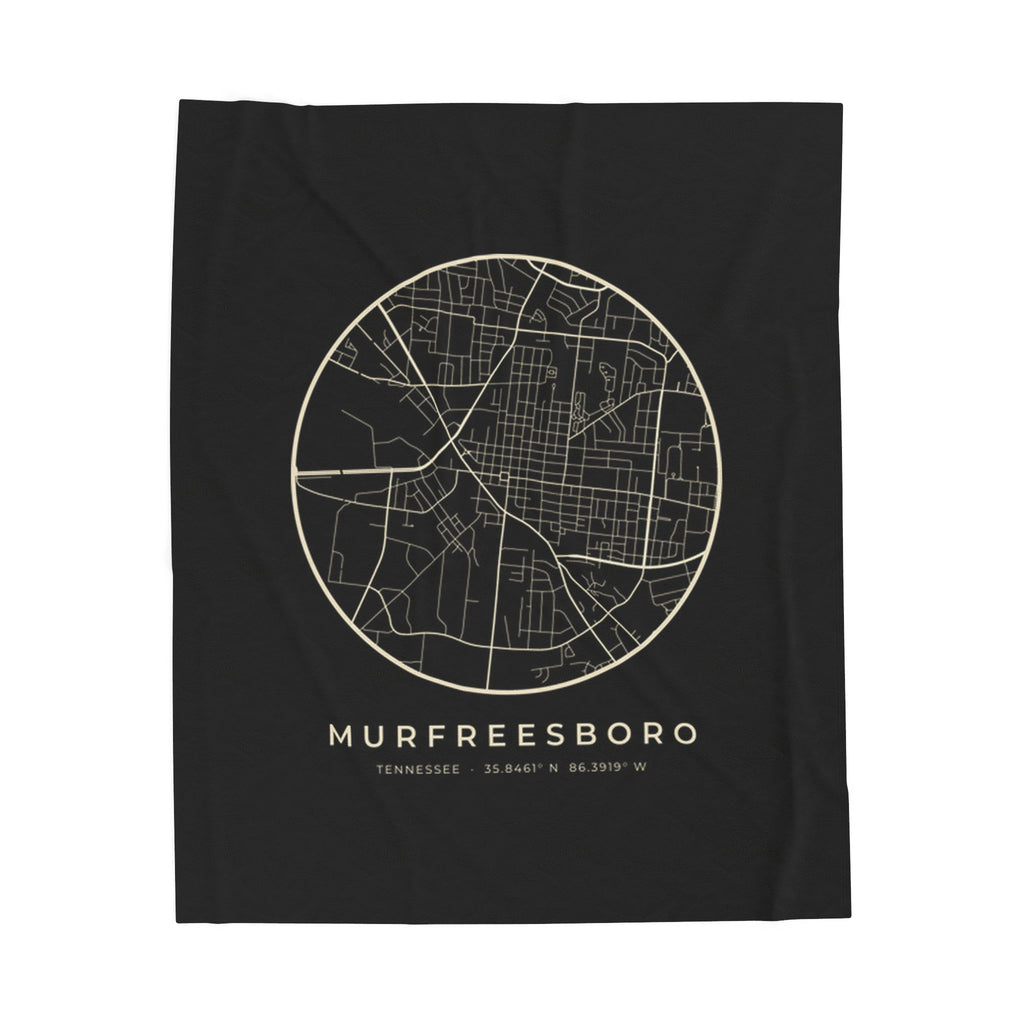 Murfreesboro Street Map Blanket (Black)