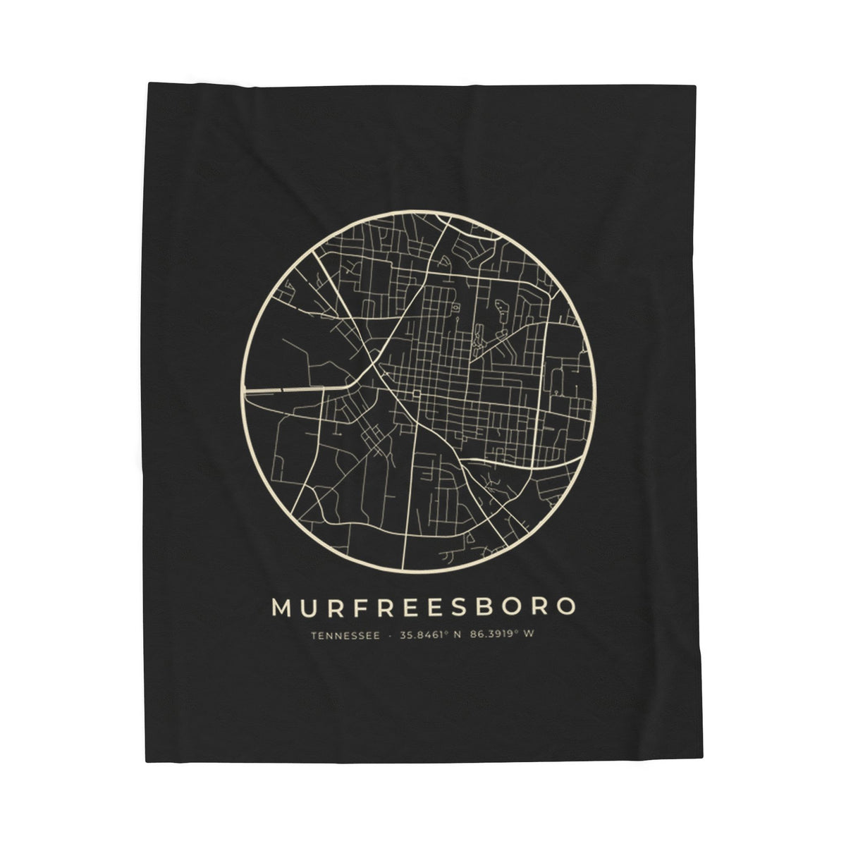 Murfreesboro Street Map Blanket (Black)
