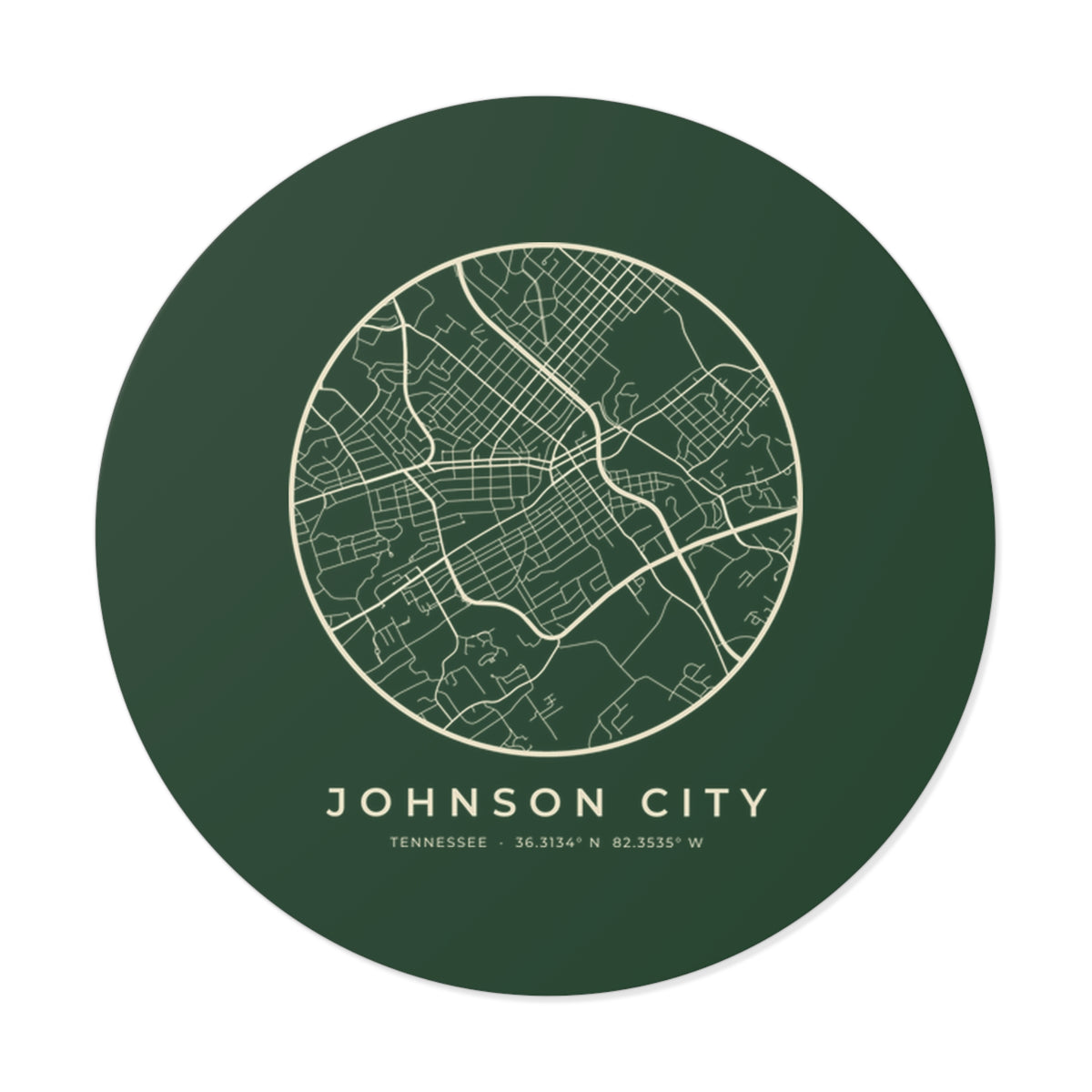 Johnson City Street Map Sticker (Forest Green)