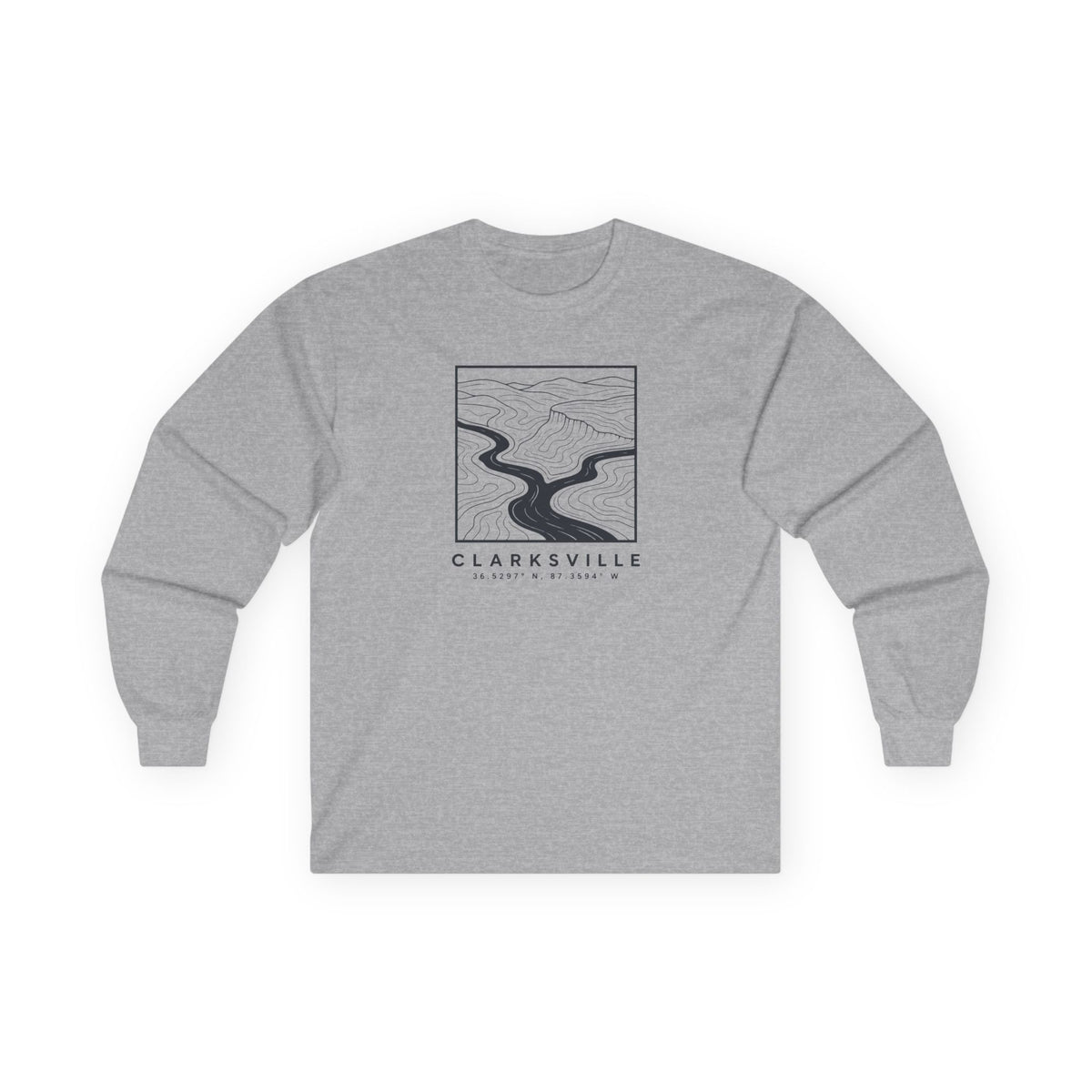 Clarksville Topo Map Long Sleeve T-Shirt