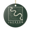 Jackson Topo Map Ornament (Forest Green)