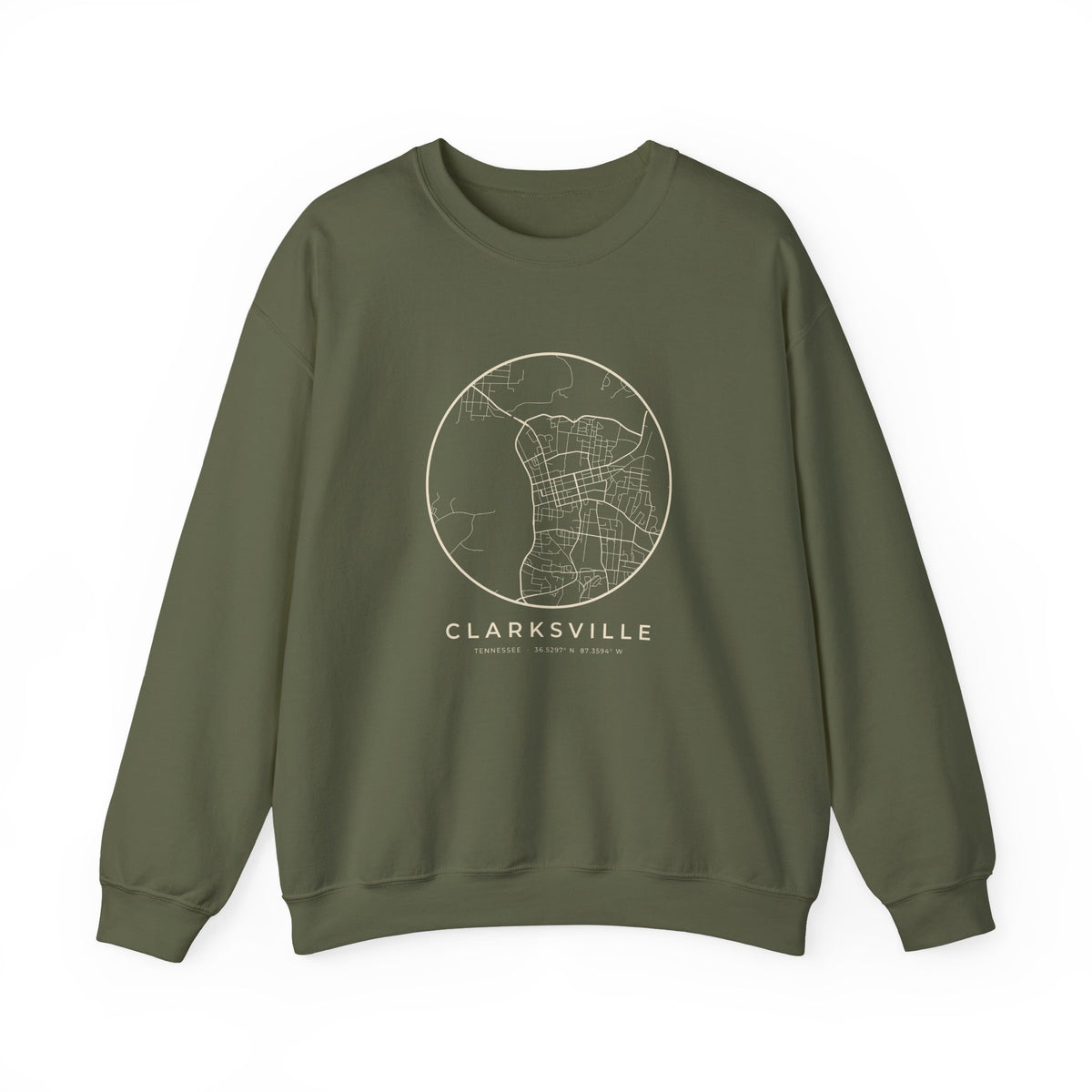 Clarksville Street Map Crewneck Sweatshirt