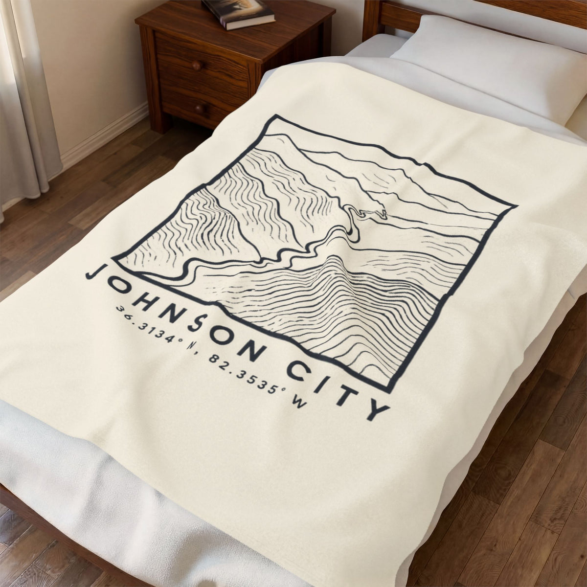 Johnson City Topo Map Blanket