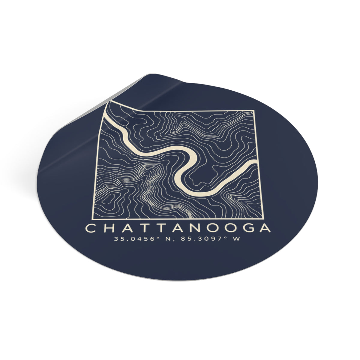 Chattanooga Topo Map Sticker (Navy)