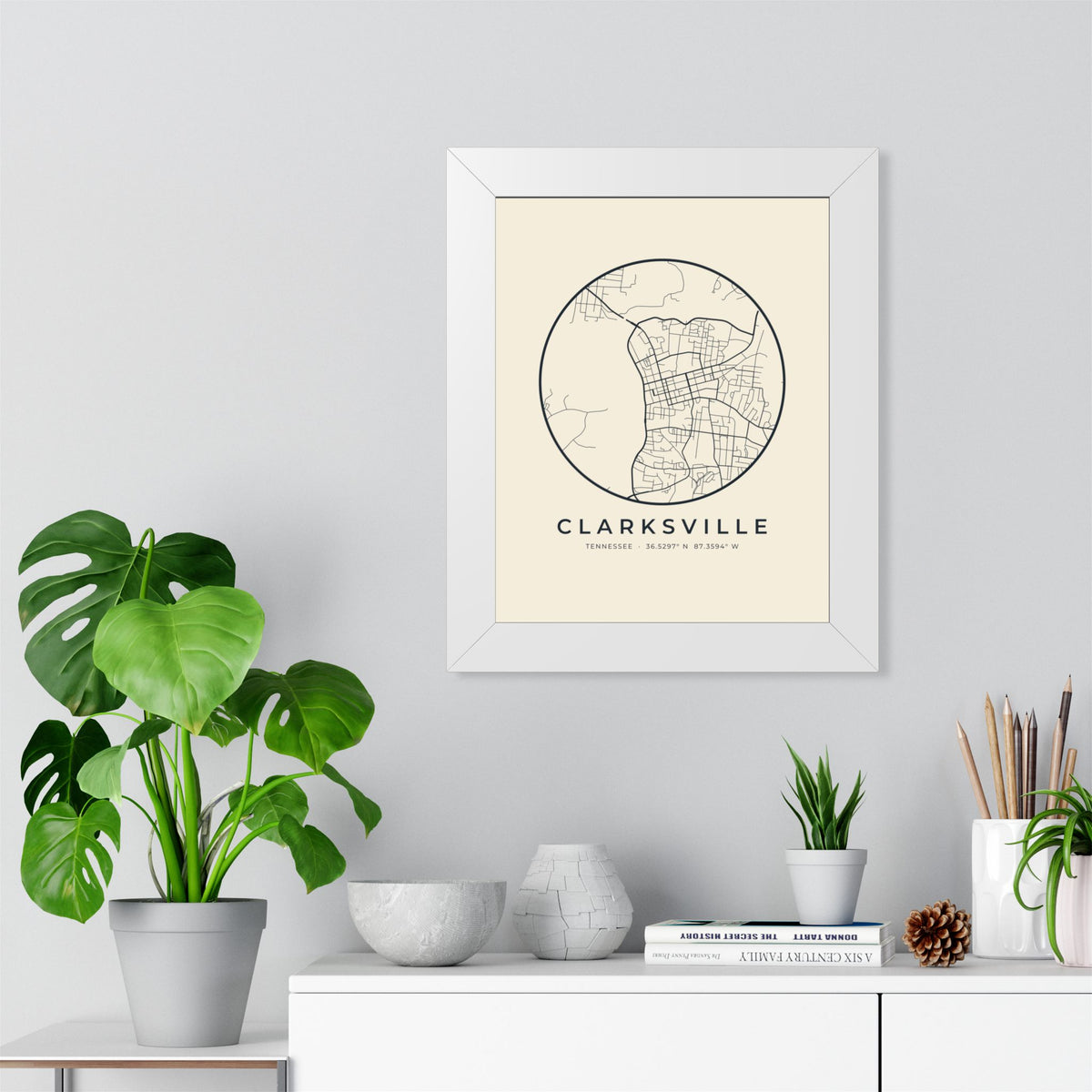 Clarksville Street Map Framed Print