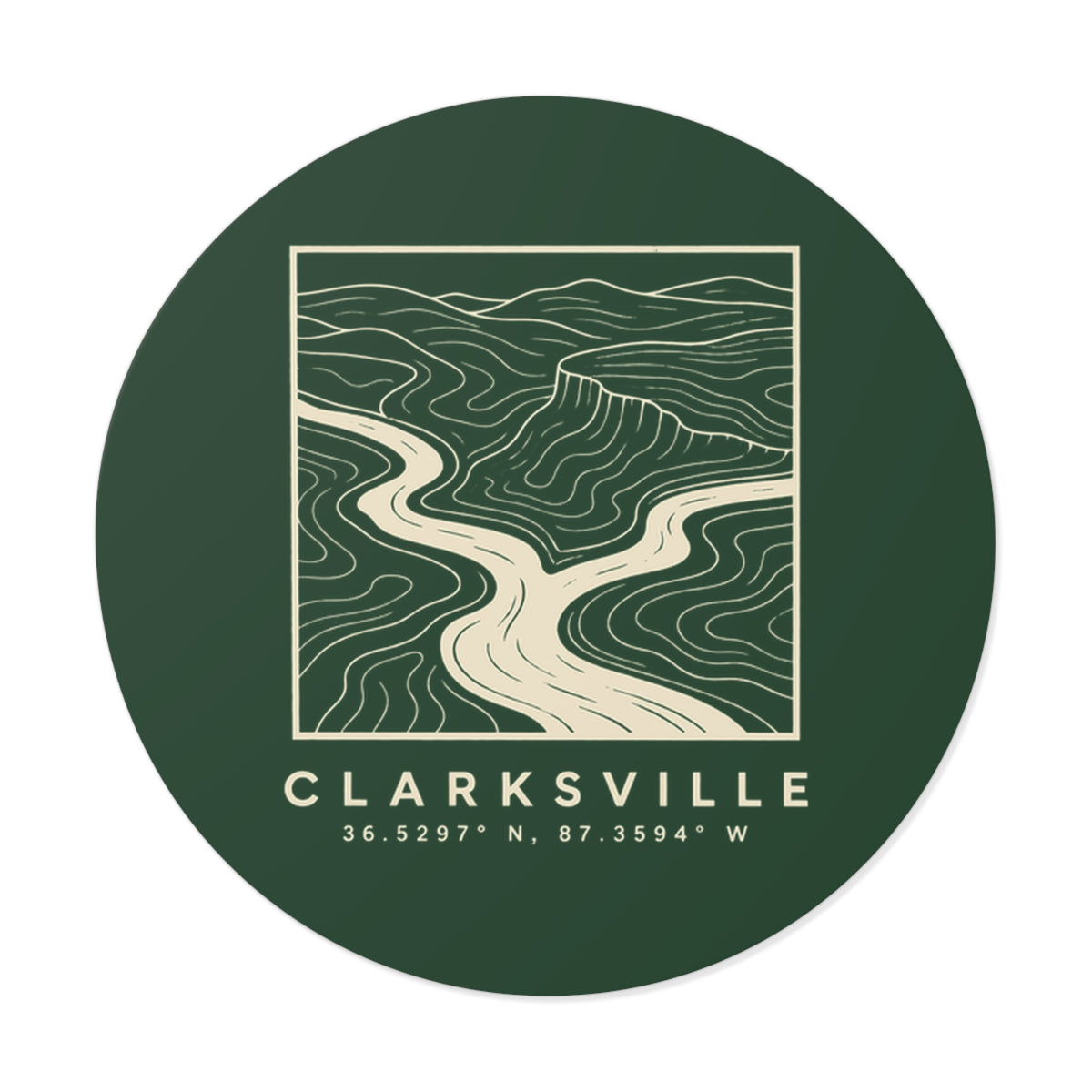 Clarksville Topo Map Sticker (Forest Green)