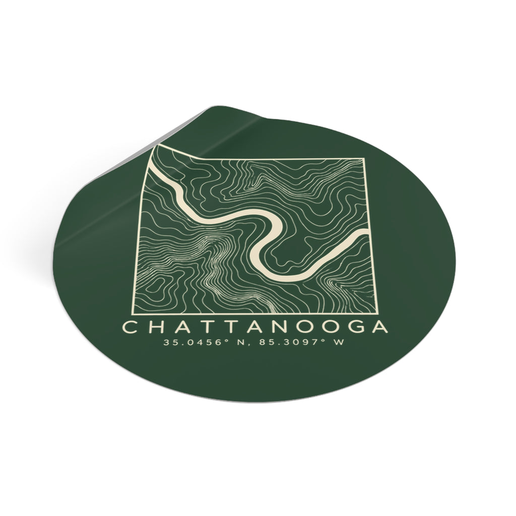 Chattanooga Topo Map Sticker (Forest Green)