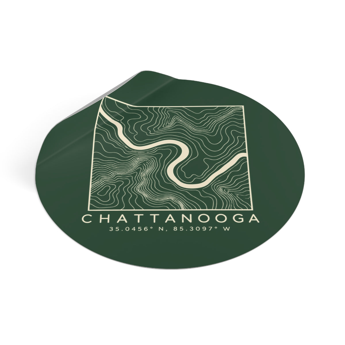 Chattanooga Topo Map Sticker (Forest Green)