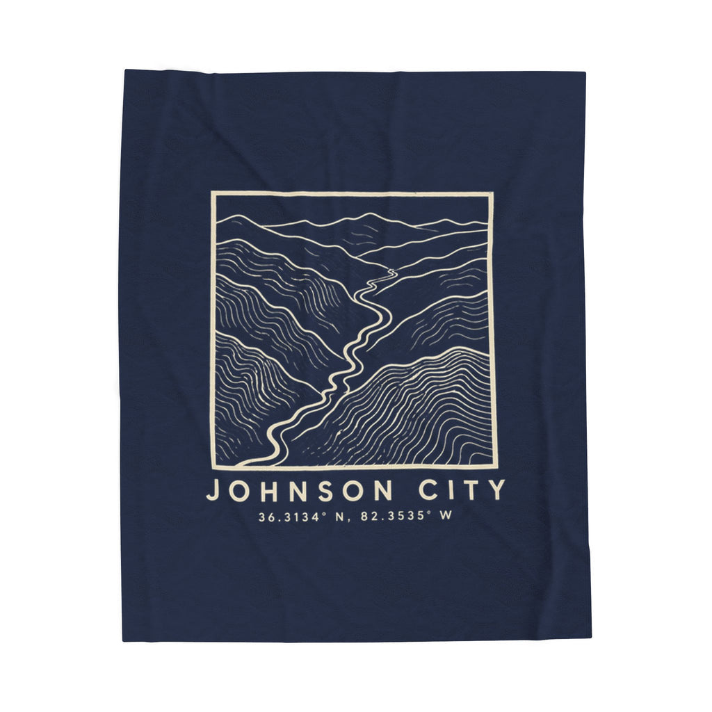 Johnson City Topo Map Blanket (Navy)