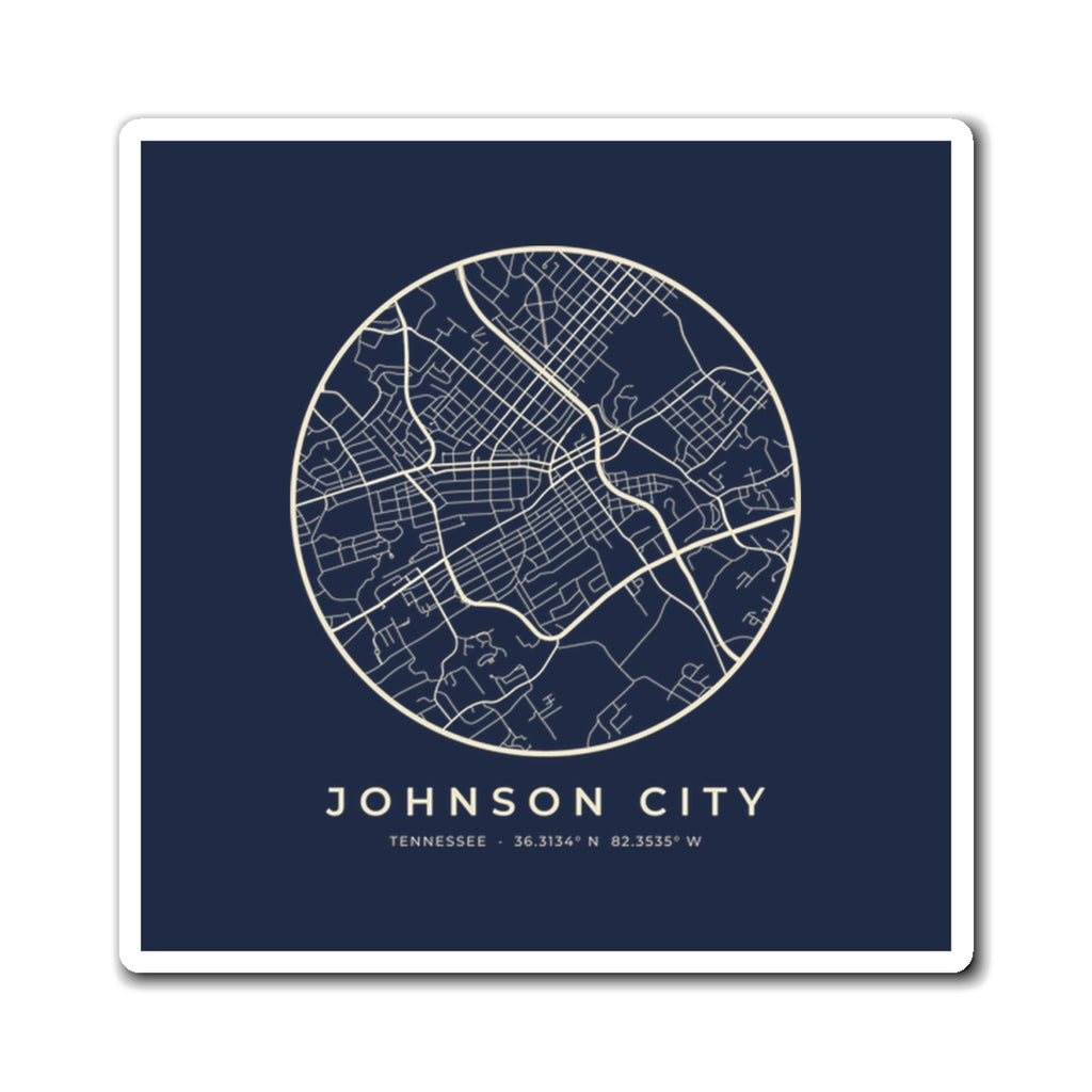 Johnson City Street Map Magnet (Navy)