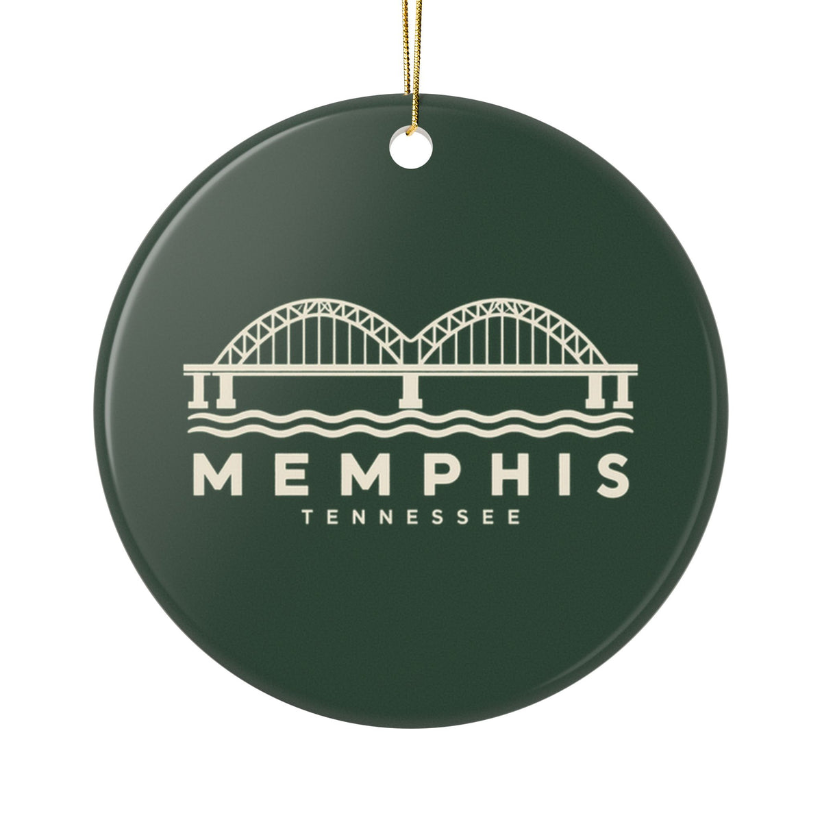 Memphis Hernando de Soto Bridge Ornament (Forest Green)