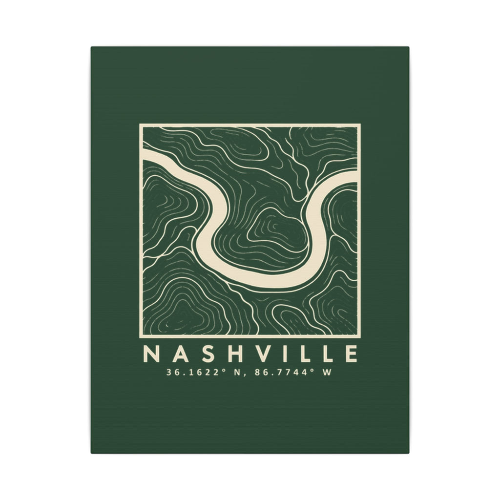 Nashville Topo Map Canvas Print (Forest Green)