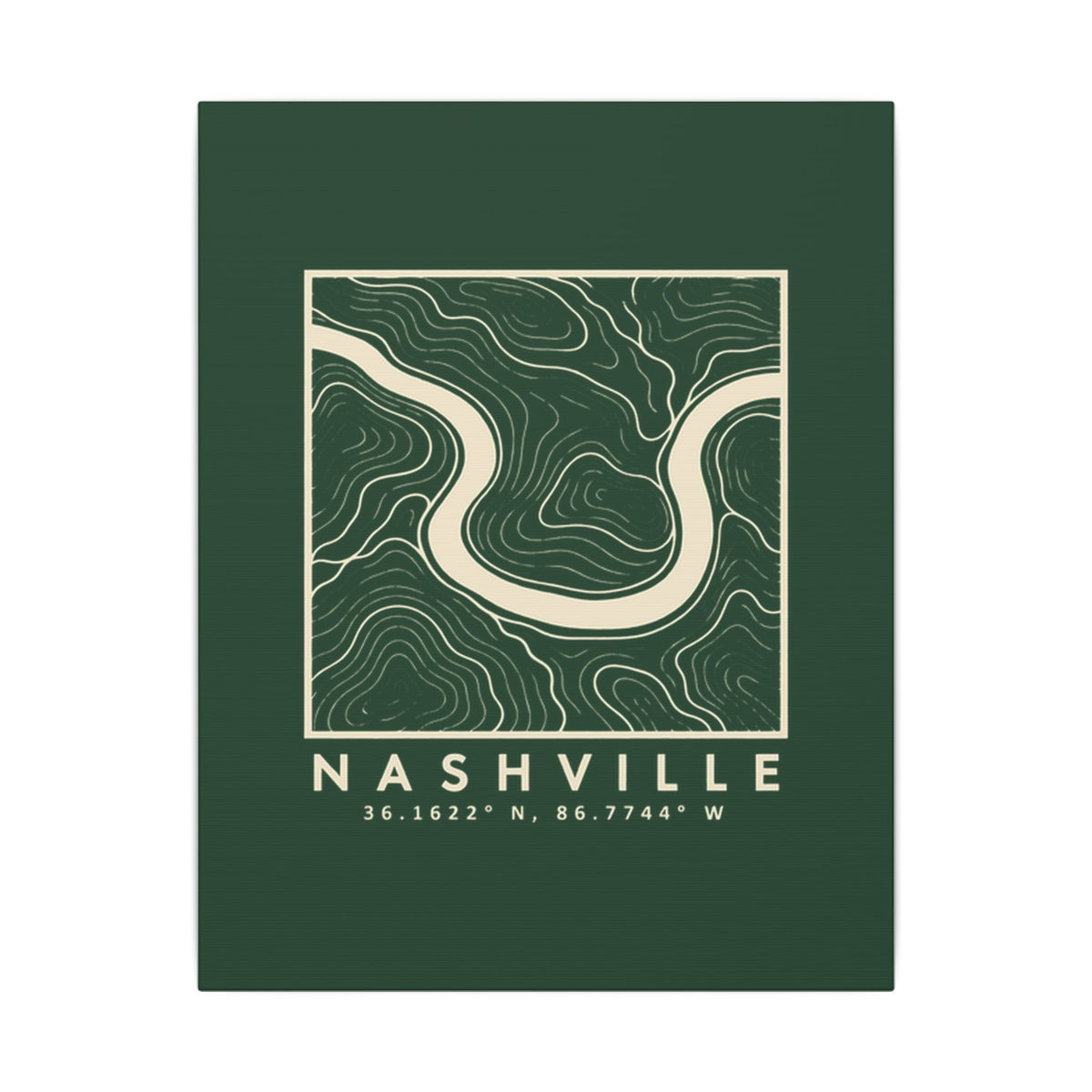Nashville Topo Map Canvas Print (Forest Green)
