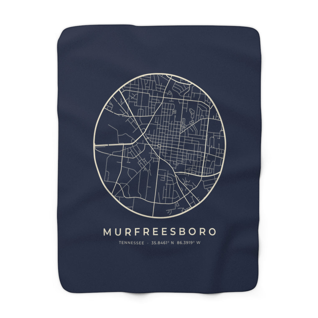 Murfreesboro Street Map Sherpa Blanket (Navy)