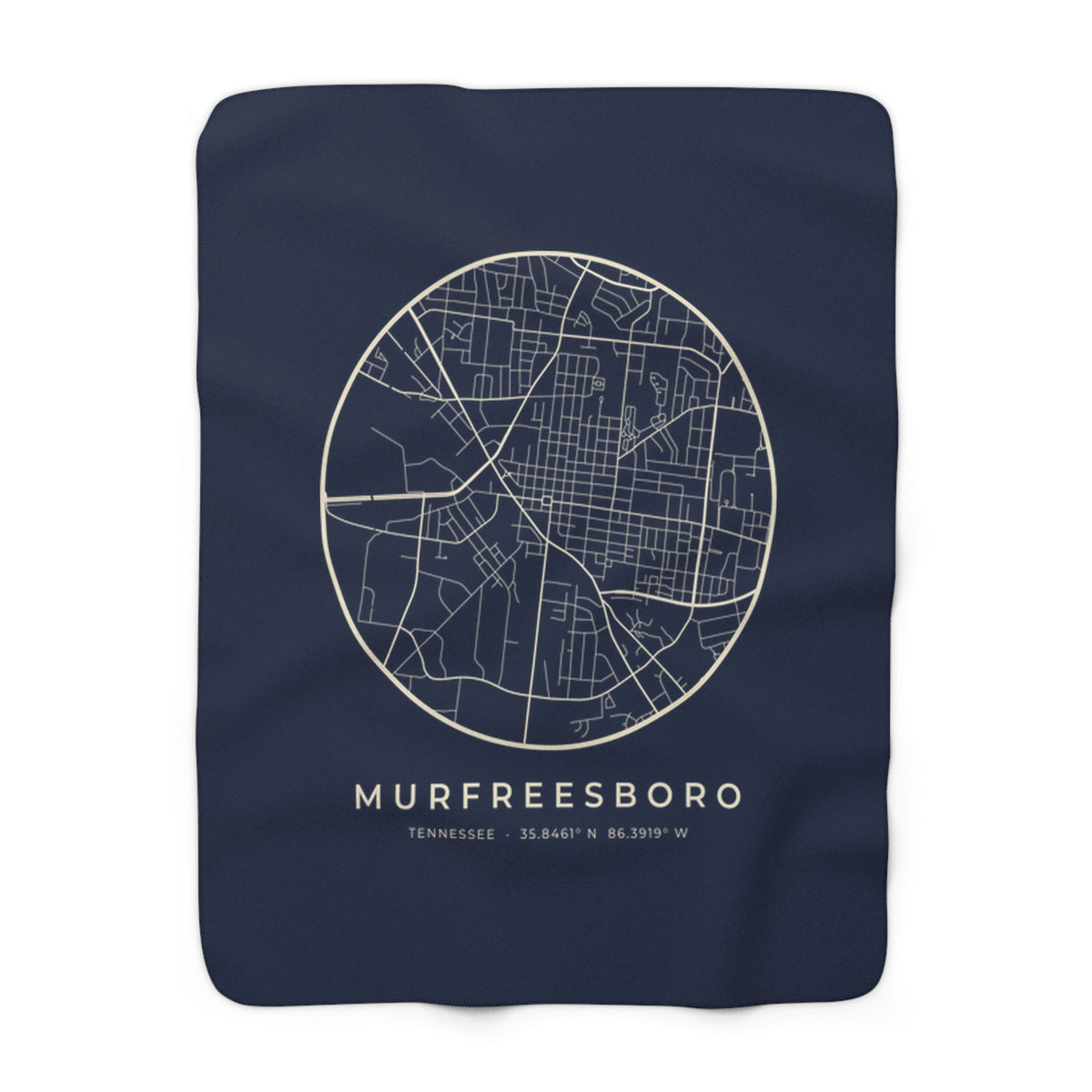 Murfreesboro Street Map Sherpa Blanket (Navy)