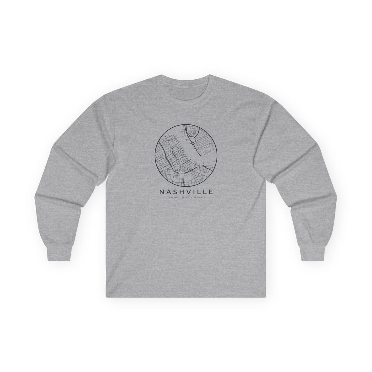 Nashville Street Map Long Sleeve T-Shirt