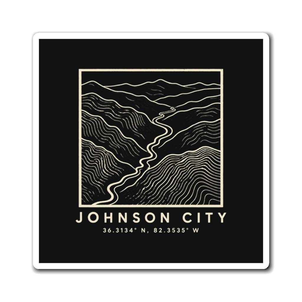 Johnson City Topo Map Magnet (Black)