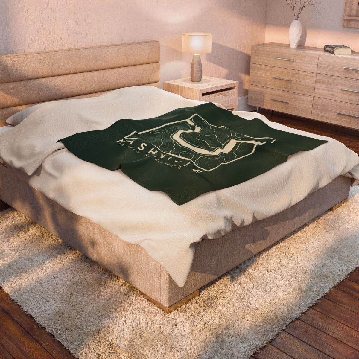 Nashville Topo Map Blanket (Forest Green)