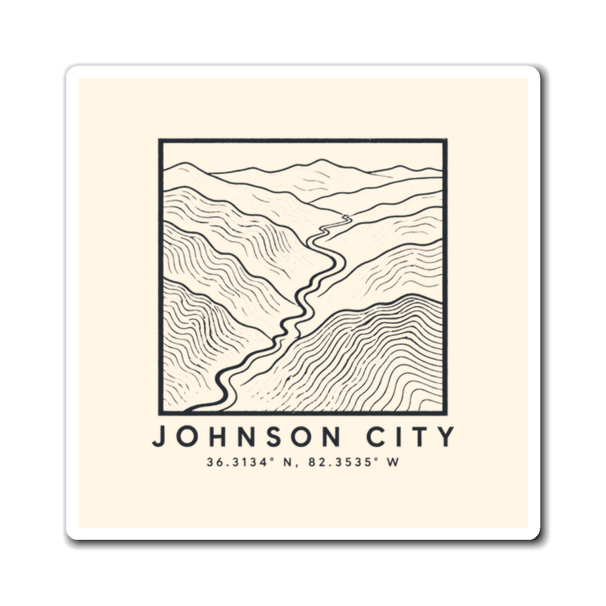 Johnson City Topo Map Magnet