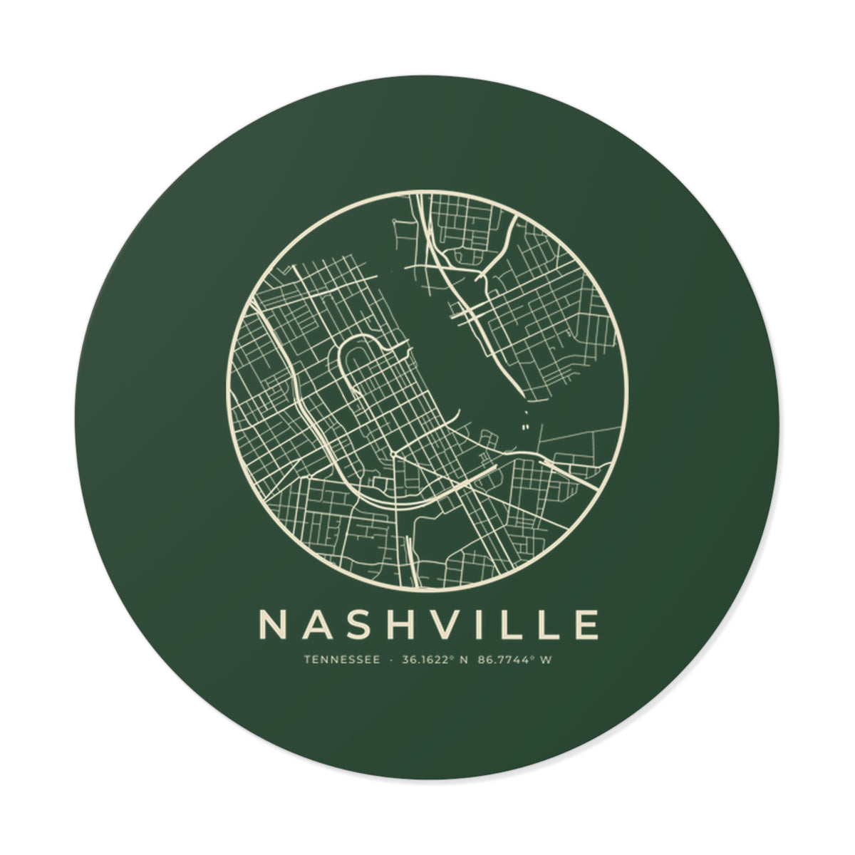 Nashville Street Map Sticker (Forest Green)