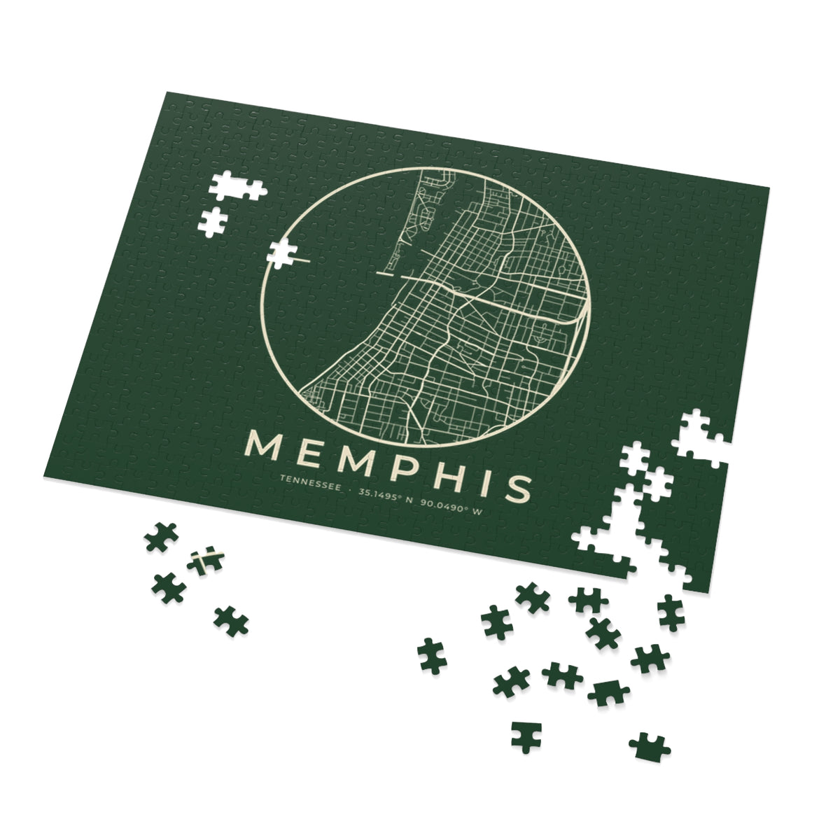 Memphis Street Map Puzzle (Forest Green)