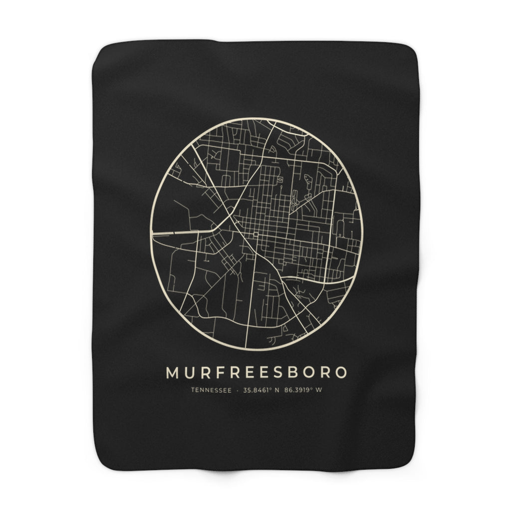 Murfreesboro Street Map Sherpa Blanket (Black)