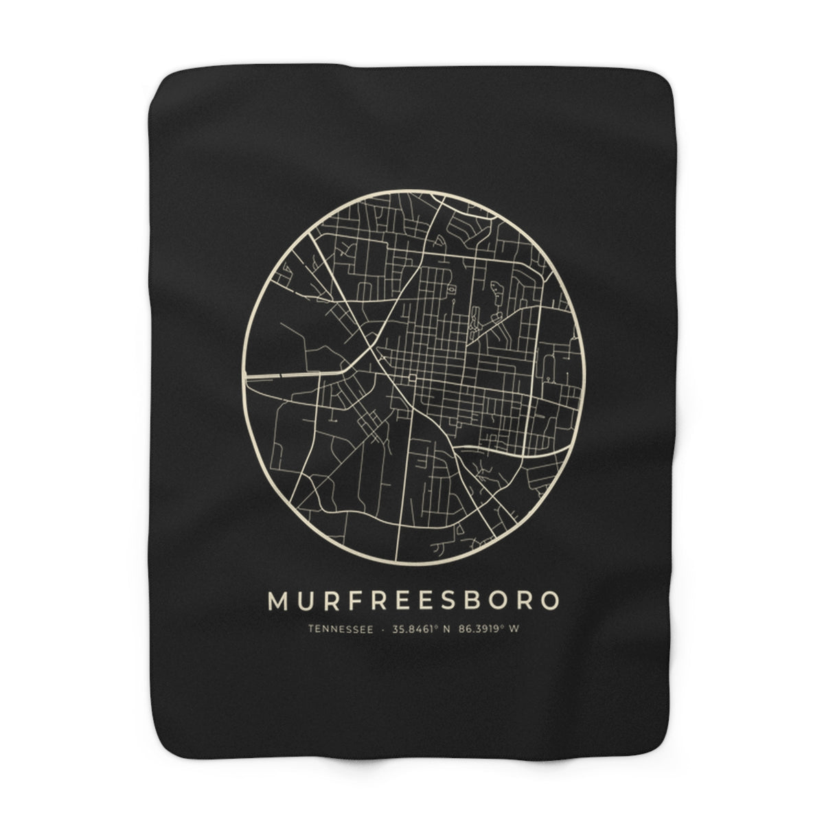 Murfreesboro Street Map Sherpa Blanket (Black)