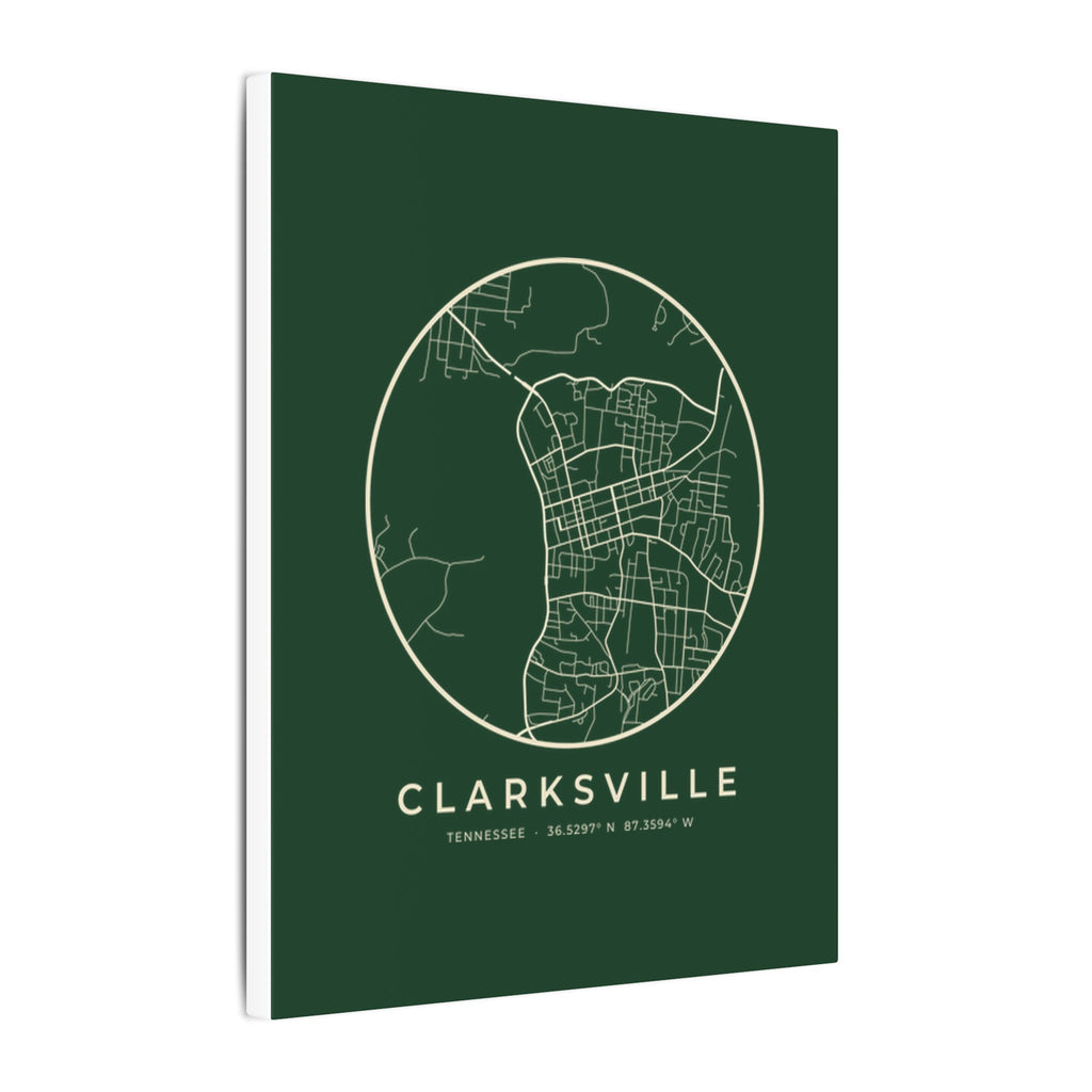 Clarksville Street Map Canvas Print (Forest Green)