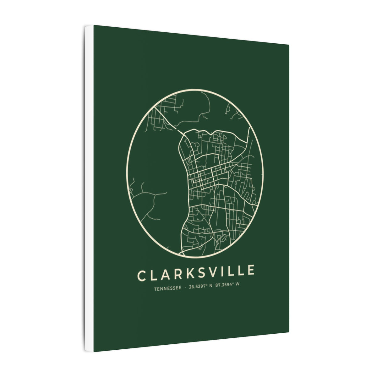 Clarksville Street Map Canvas Print (Forest Green)