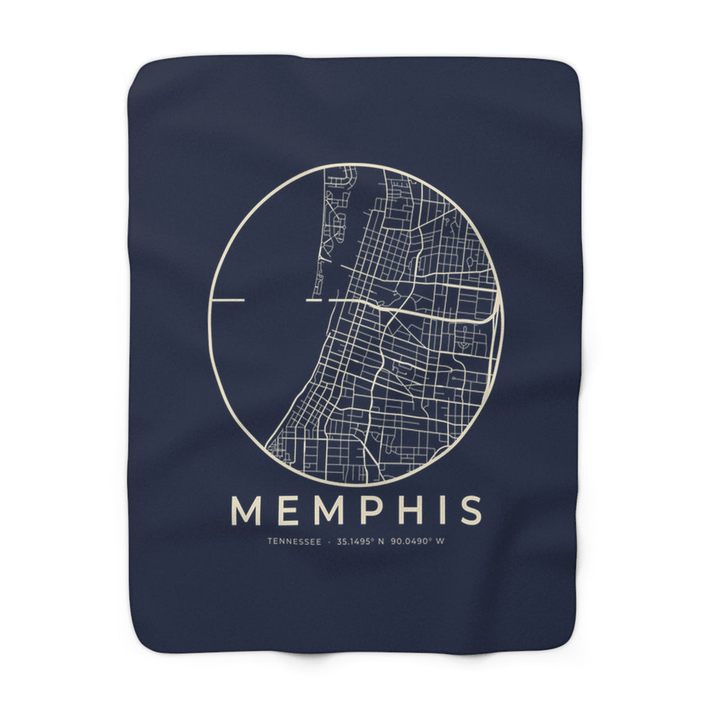 Memphis Street Map Sherpa Blanket (Navy)