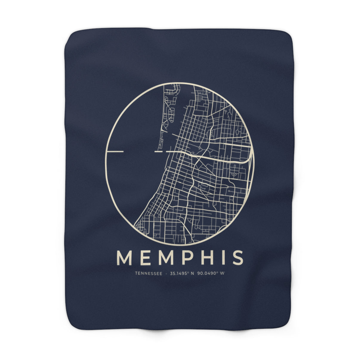 Memphis Street Map Sherpa Blanket (Navy)