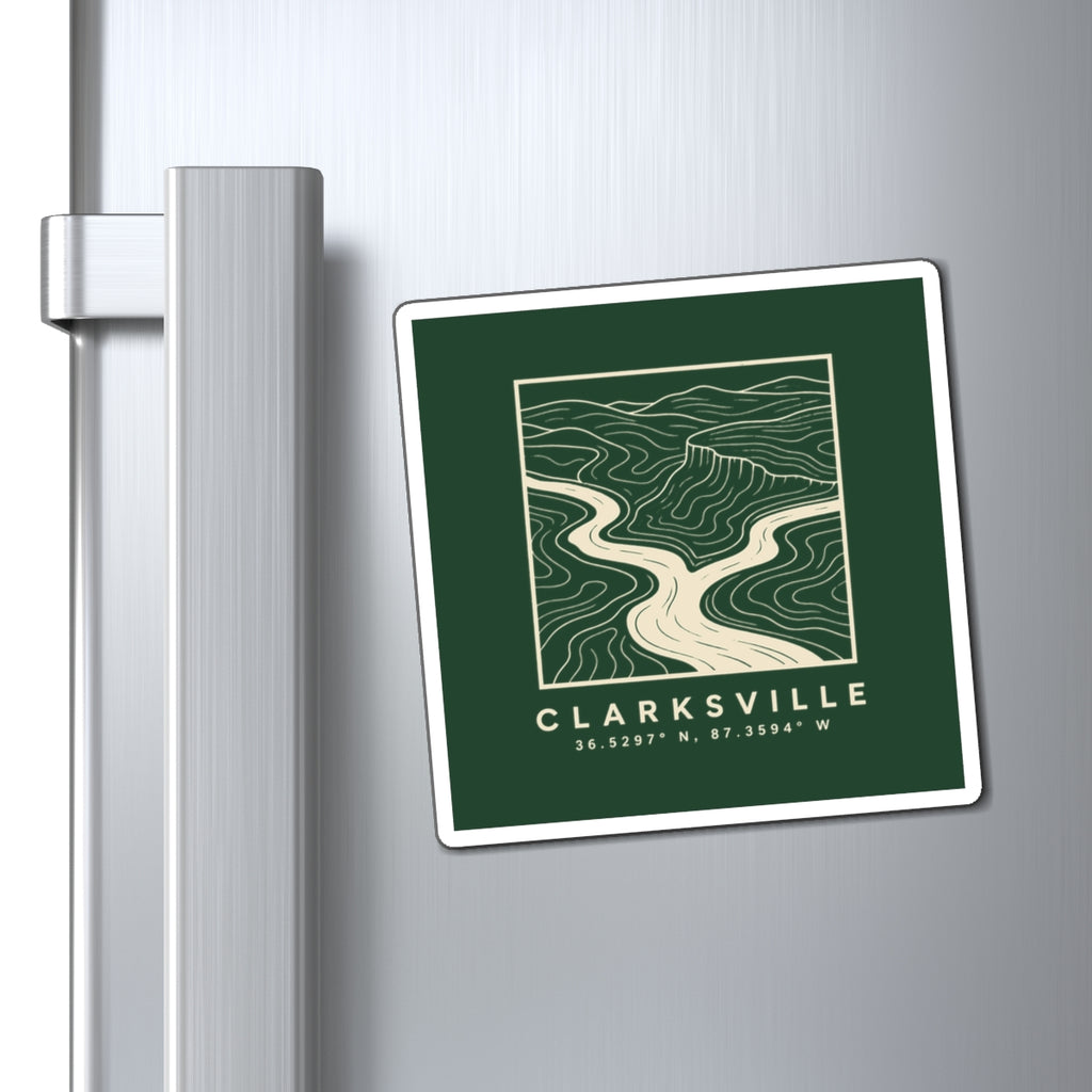 Clarksville Topo Map Magnet (Forest Green)