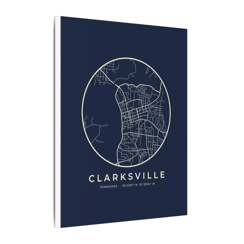 Clarksville Street Map Canvas Print (Navy)