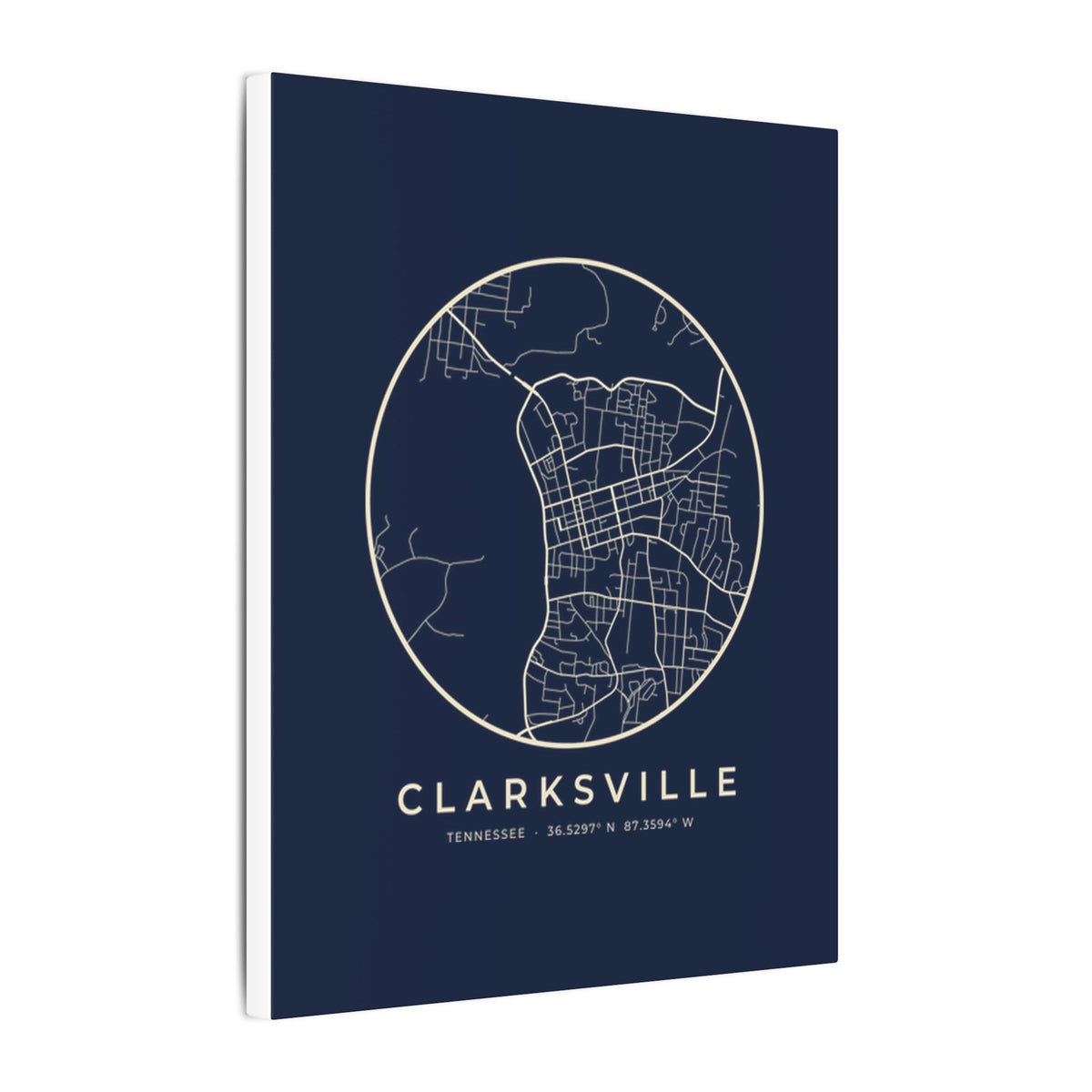 Clarksville Street Map Canvas Print (Navy)